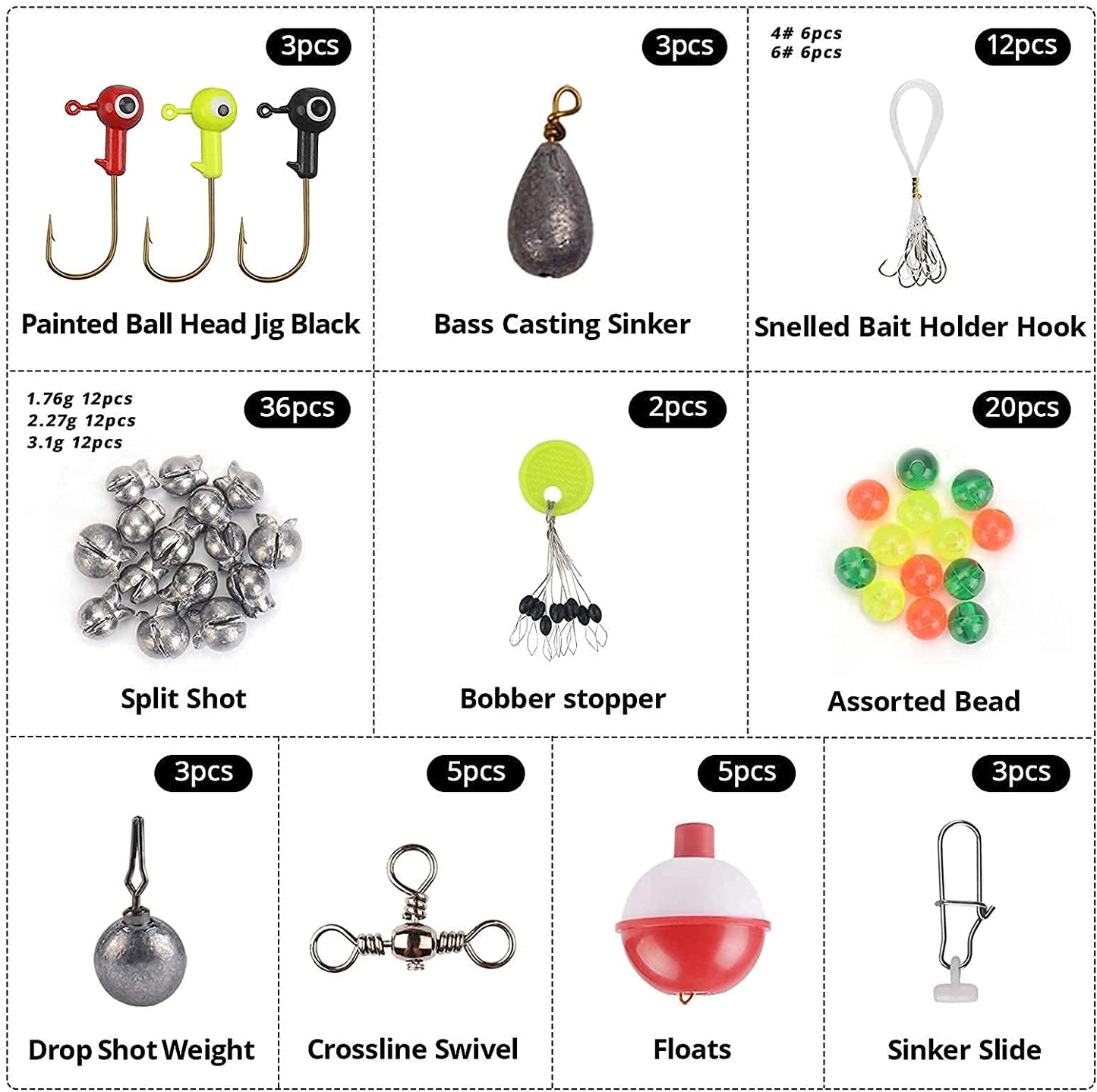 Saltwater Terminal Tackle Kit - 196Pcs, Fishing Hooks, Jig Hooks, Floats & Sinkers