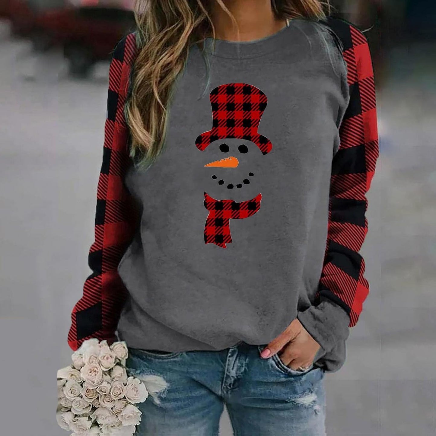 Christmas Dresses for Women plus Size Merry Christmas T-Shirt Womens Santas Hat Shirt Xmas Striped Splicing Long Sleeve Tops Tees