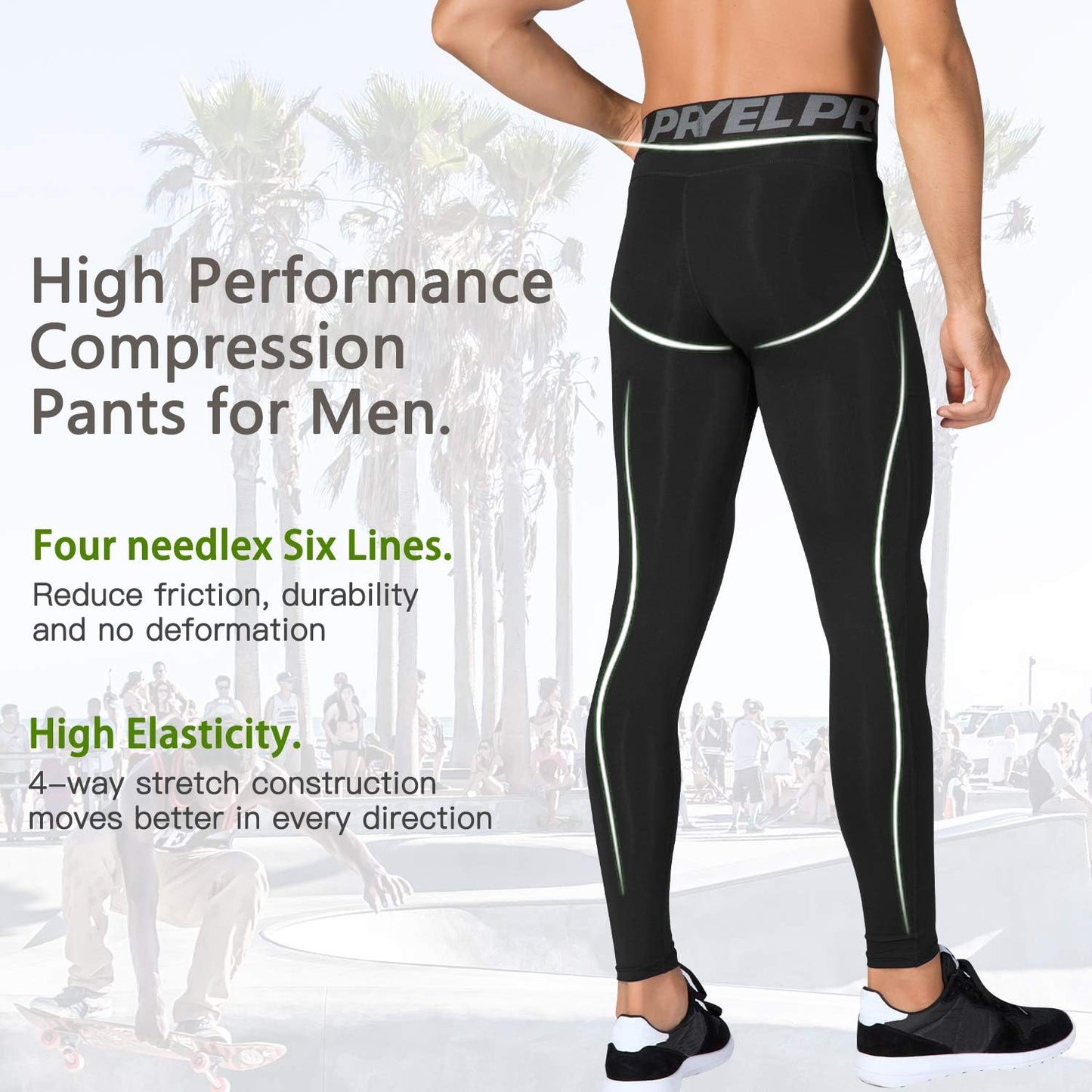 2 or 3 Pack Men'S Compression Pants Leggings Running Tights with Pocket Cool Dry Workout Base Layer Athletic Gym Pants