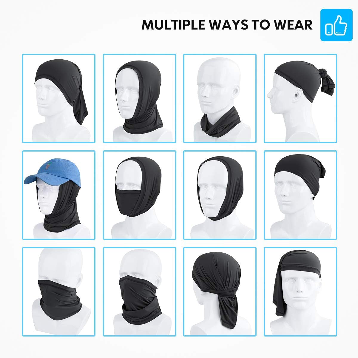 Balaclava Neck Gaiter Face Mask Adjustable Bandana Breathable for Men Women Face Scarf Cover for Motorcycle