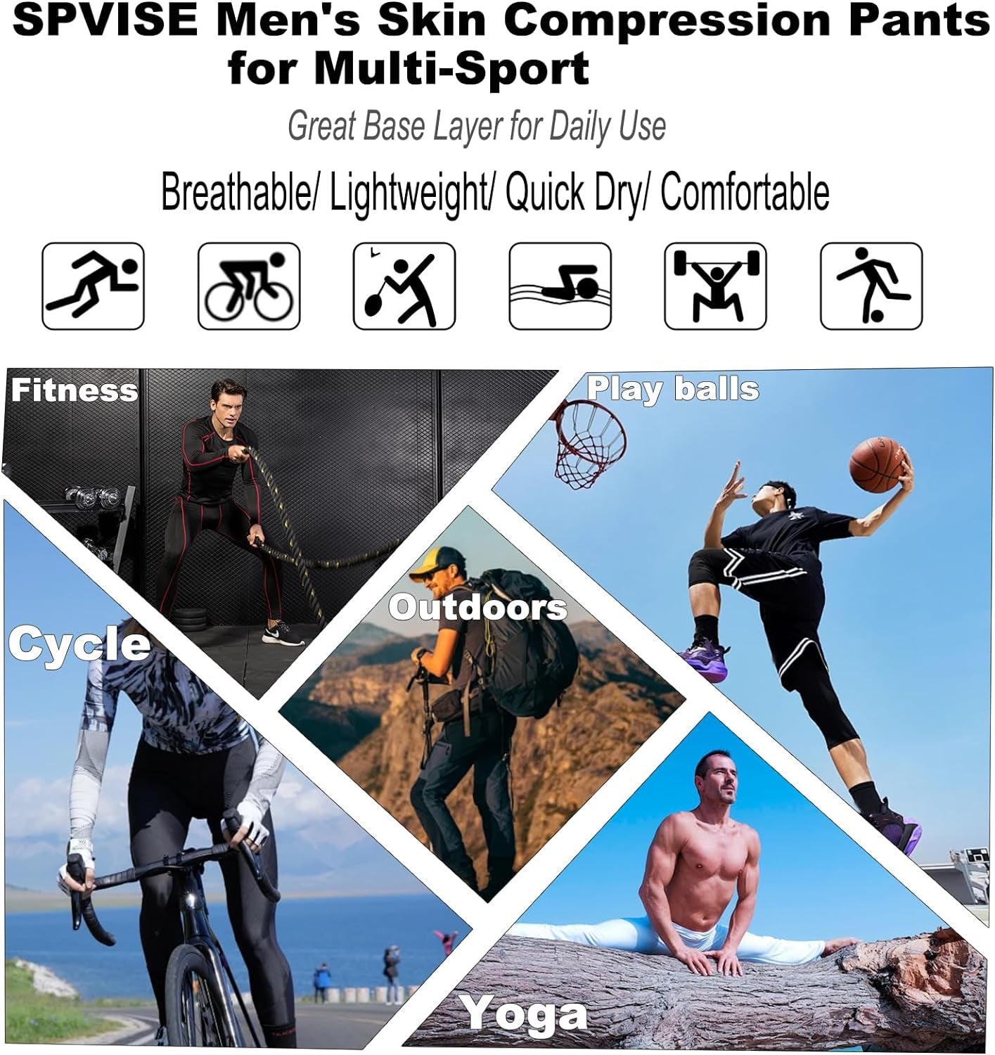 2 or 3 Pack Men'S Compression Pants Leggings Running Tights with Pocket Cool Dry Workout Base Layer Athletic Gym Pants