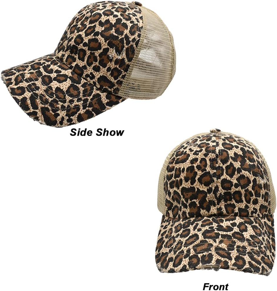 High Ponytail Baseball Cap for Womens Men Adjustable Dad Trucker Mesh Hat