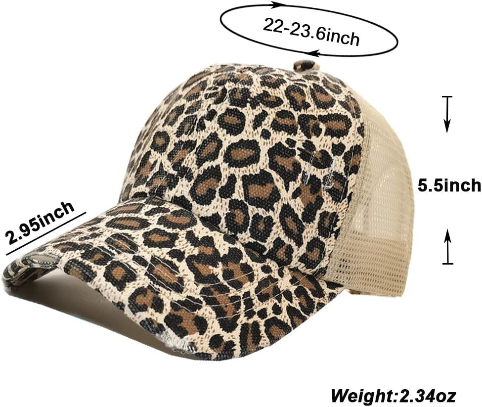 High Ponytail Baseball Cap for Womens Men Adjustable Dad Trucker Mesh Hat