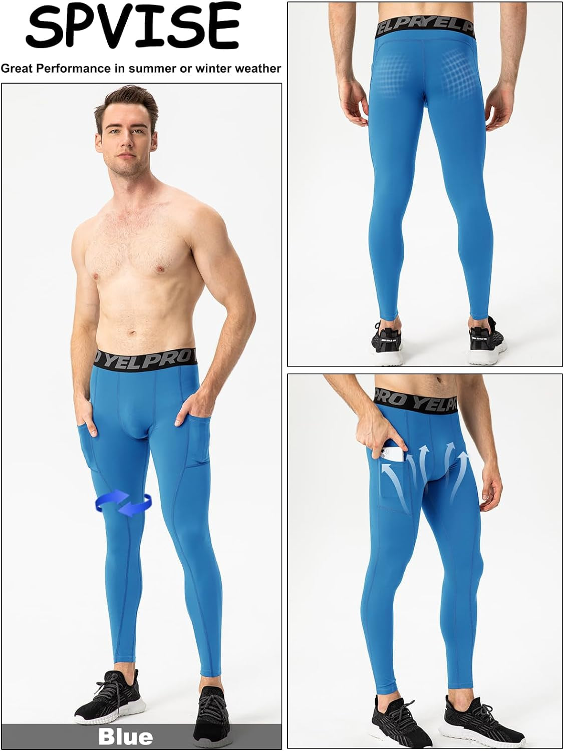 2 or 3 Pack Men'S Compression Pants Leggings Running Tights with Pocket Cool Dry Workout Base Layer Athletic Gym Pants
