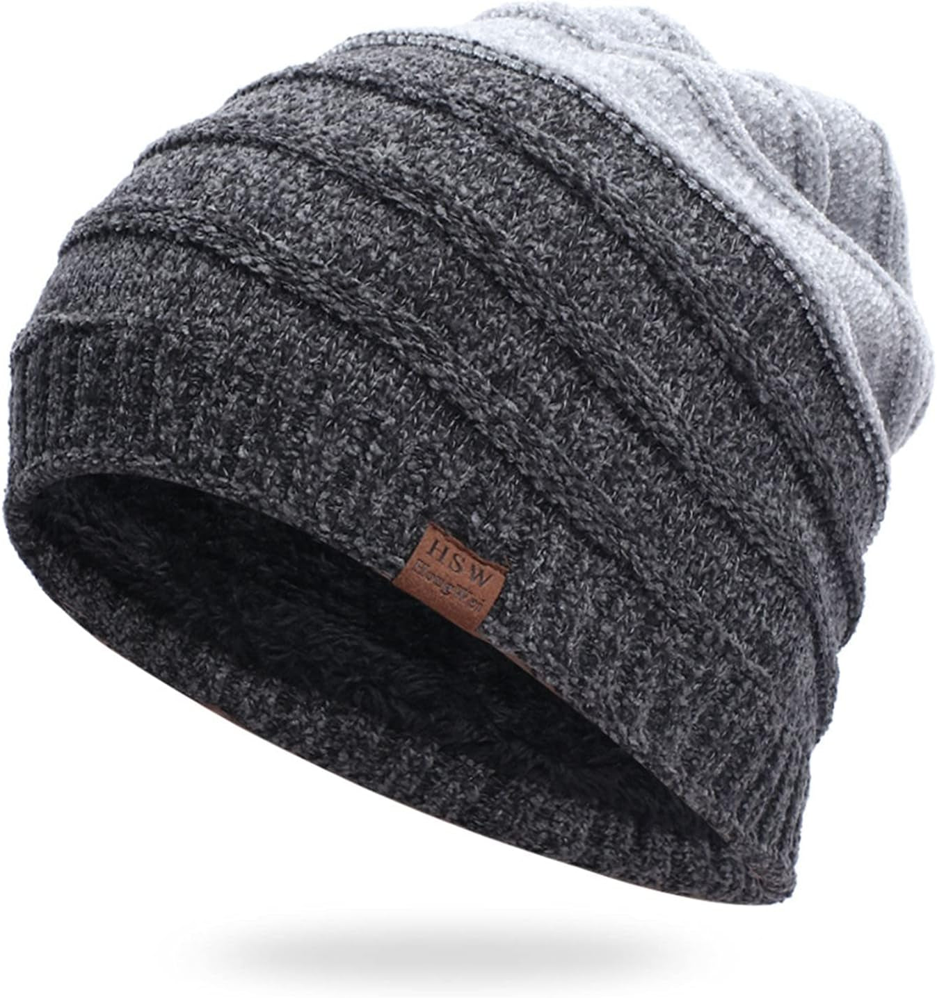 Knit Beanie Warm Thick Lined Hat Mens Winter Skull Cap Unisex Beanie Cap,Winter Cute Warm Soft Cold Weather Hat(Gray,One Size)
